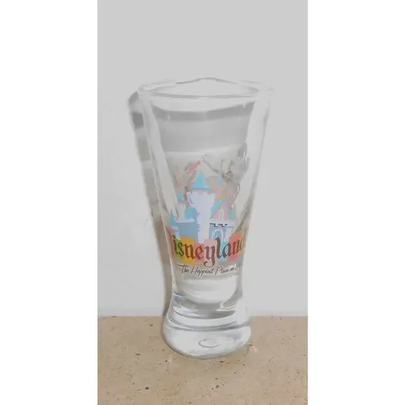 Tall Vintage Disneyland Shot Glass Featuring Mickey Mouse & Pluto - Picture 2 of 8
